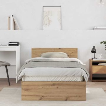 vidaXL Lovos rėmas su galvūgalio Amatininkų ąžuolas 203 x 104 x 70 cm