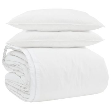 vidaXL Antklodžių rinkinys su pagalve 3 pcs Balta Plunksna