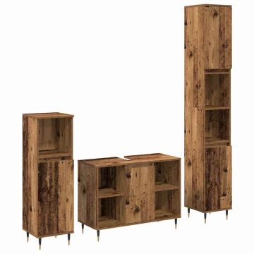 vidaXL Vonios baldų rinkinys 3 pcs Senovinis medis Apdirbta mediena
