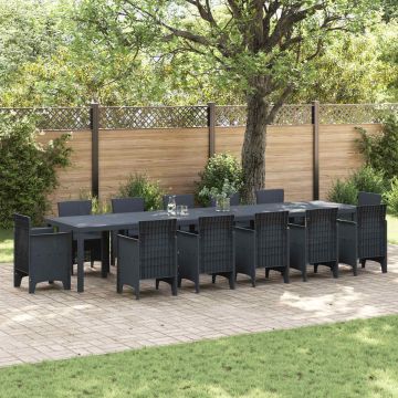 vidaXL Sodo stalas Antracitas 400 x 100 x 73 cm poliratanas