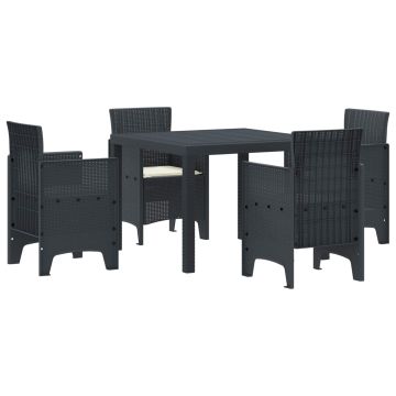 vidaXL Sodo valgomojo komplektas 5 pcs Antracitas Polipropilenas