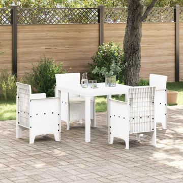 vidaXL Sodo valgomojo komplektas 5 pcs Balta Polipropilenas