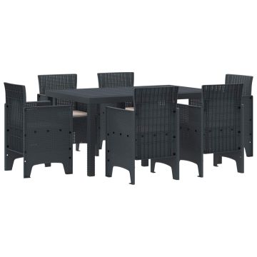 vidaXL Sodo valgomojo komplektas 7 pcs Antracitas Polt ratanas