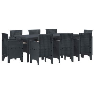 vidaXL Sodo valgomojo komplektas 9 pcs Antracitas Polipropilenas