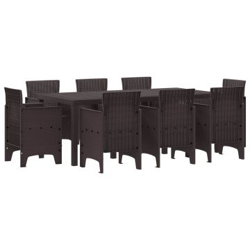 vidaXL Sodo valgomojo komplektas 9 pcs Ruda Polipropilenas
