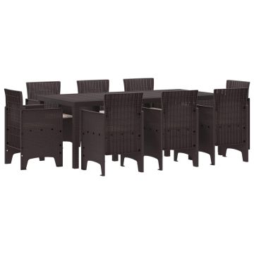vidaXL Sodo valgomojo komplektas 9 pcs Ruda Polipropilenas