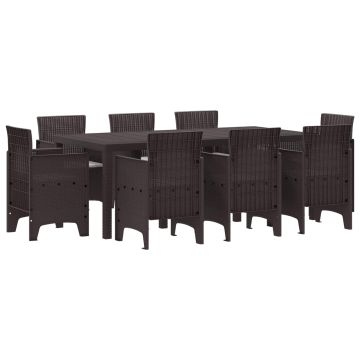 vidaXL Sodo valgomojo komplektas 9 pcs Ruda Polipropilenas