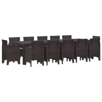 vidaXL Sodo valgomojo komplektas 13 pcs Ruda ir Taupe Poli ratanas