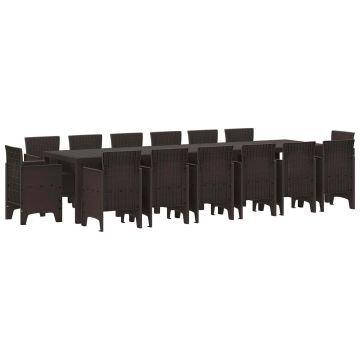 vidaXL Sodo valgomojo komplektas 15 pcs Ruda Polt ratanas