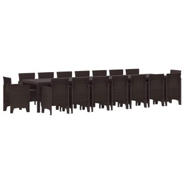 vidaXL Sodo valgomojo komplektas su pagalvėmis 17 pcs Ruda PP