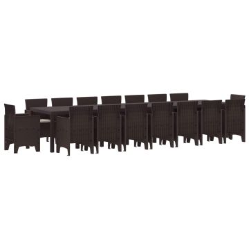 vidaXL Sodo valgomojo komplektas su pagalvėmis 17 pcs Ruda PP