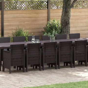 vidaXL Sodo valgomojo komplektas su pagalvėmis 17 pcs Ruda PP