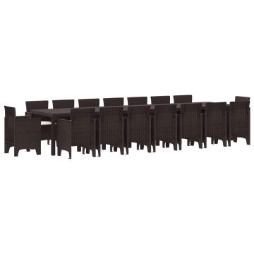 vidaXL Sodo valgomojo komplektas su pagalvėmis 17 pcs Ruda PP