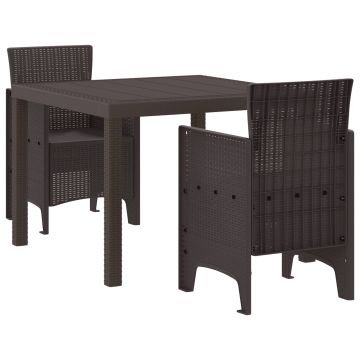 vidaXL Sodo valgomojo komplektas 3 pcs Ruda Polipropilenas