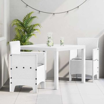 vidaXL Sodo valgomojo komplektas 3 pcs Balta Polipropilenas