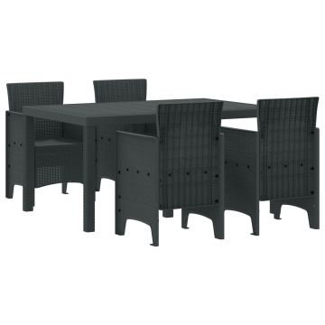vidaXL Sodo valgomojo komplektas 5 pcs Antracitas Polt ratanas