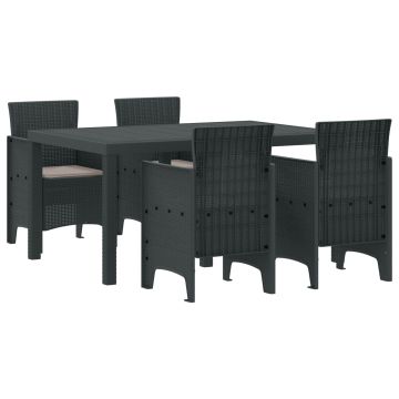 vidaXL Sodo valgomojo komplektas 5 pcs Antracitas Polt ratanas