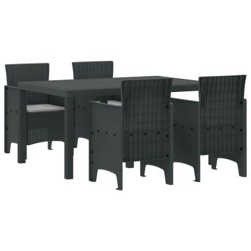 vidaXL Sodo valgomojo komplektas 5 pcs Antracitas Polt ratanas