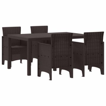 vidaXL Sodo valgomojo komplektas 5 pcs Ruda Polt ratanas