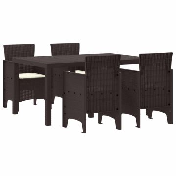 vidaXL Sodo valgomojo komplektas 5 pcs Ruda Polt ratanas