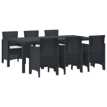 vidaXL Sodo valgomojo komplektas 7 pcs Antracitas Polipropilenas