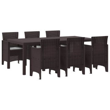 vidaXL Sodo valgomojo komplektas 7 pcs Ruda Polipropilenas