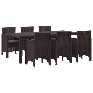 vidaXL Sodo valgomojo komplektas 7 pcs Ruda Polipropilenas