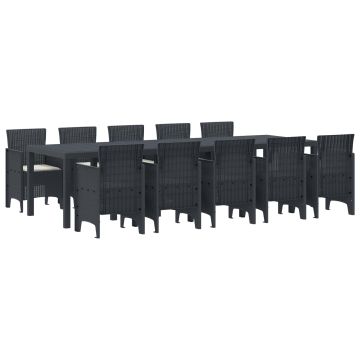 vidaXL Sodo valgomojo komplektas 11 pcs Antracitas ir Grietinėlė