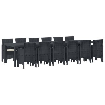 vidaXL Sodo valgomojo komplektas 13 pcs Antracitas Polt ratanas