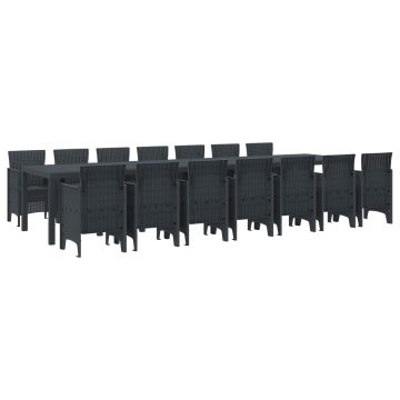 vidaXL Sodo valgomojo komplektas su pagalvėmis 15 pcs Antracitas PP