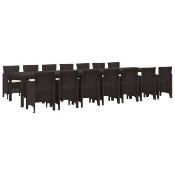 vidaXL Sodo valgomojo komplektas su pagalvėmis 15 pcs Ruda PP