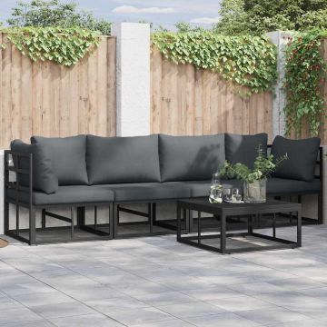 vidaXL Sodo Sofų Rinkinys 4 pcs Juoda metalas