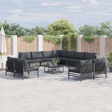 vidaXL Sodo Sofų Rinkinys su pagalve 12 pcs Juoda Plienas