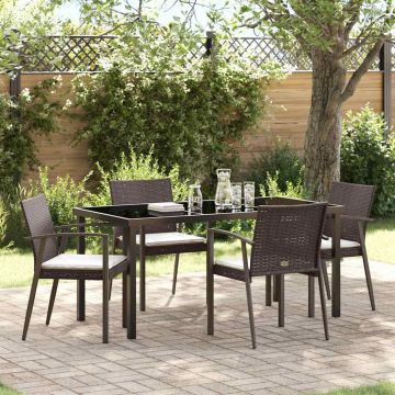 vidaXL Sodo valgomojo komplektas 5 pcs Ruda ir juoda PE ratanas