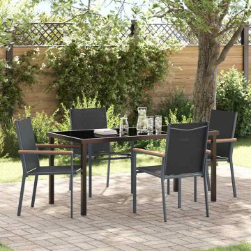 vidaXL Sodo valgomojo komplektas 5 pcs Juoda Miltelinis plienas