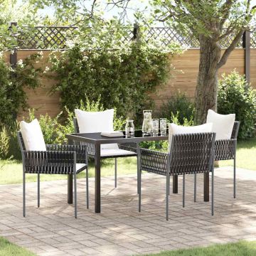vidaXL Sodo valgomojo komplektas 5 pcs Ruda ir juoda PE ratanas