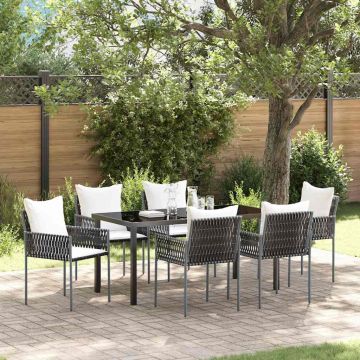 vidaXL Sodo valgomojo komplektas 7 pcs Ruda ir juoda PE ratanas