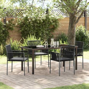 vidaXL Sodo valgomojo komplektas 5 pcs Juoda PE ratanas