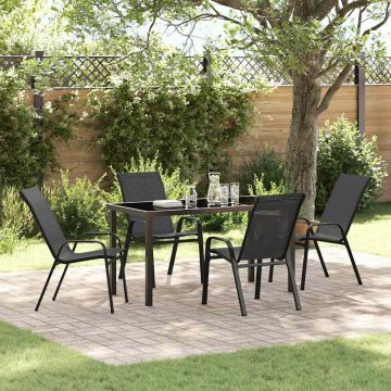 vidaXL Sodo valgomojo komplektas 5 pcs Juoda Miltelinis plienas