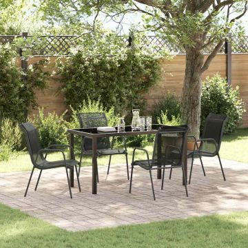 vidaXL Sodo valgomojo komplektas 5 pcs Juoda