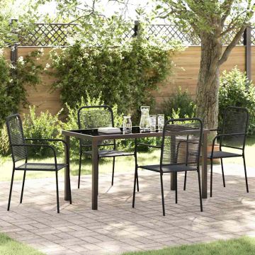 vidaXL Sodo valgomojo komplektas 5 pcs Juoda