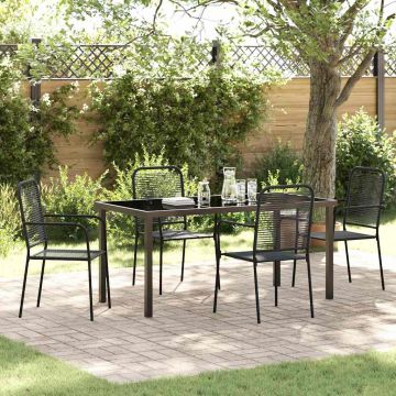 vidaXL Sodo valgomojo komplektas 5 pcs Juoda