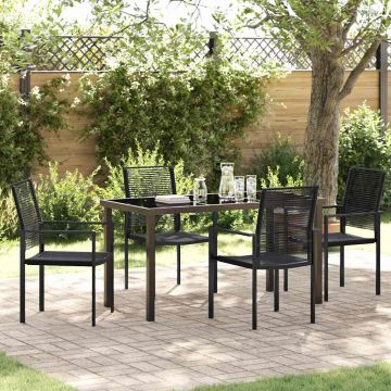 vidaXL Sodo valgomojo komplektas 5 pcs Juoda