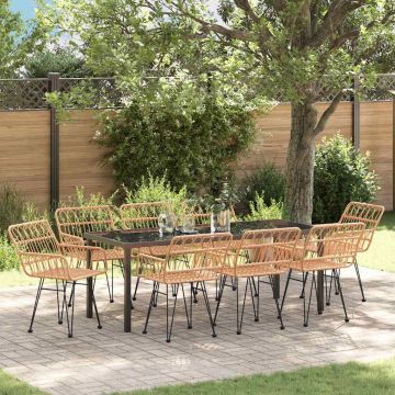 vidaXL Sodo valgomojo komplektas 9 pcs Ruda
