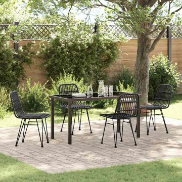 vidaXL Sodo valgomojo komplektas 5 pcs Juoda