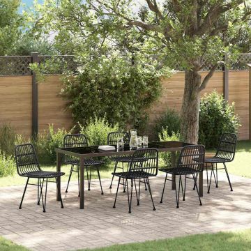 vidaXL Sodo valgomojo komplektas 7 pcs Juoda