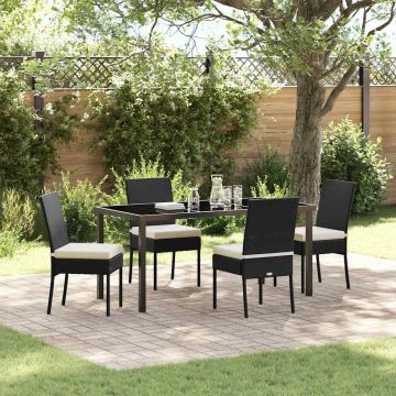 vidaXL Sodo valgomojo komplektas 5 pcs Juoda