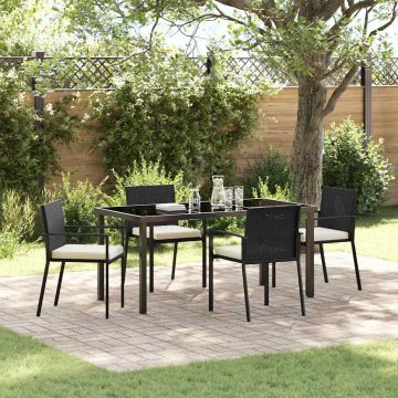vidaXL Sodo valgomojo komplektas 5 pcs Juoda