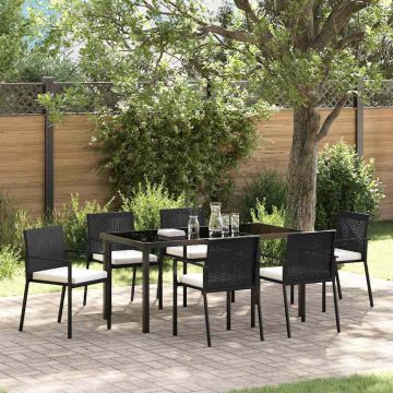 vidaXL Sodo valgomojo komplektas 7 pcs Juoda