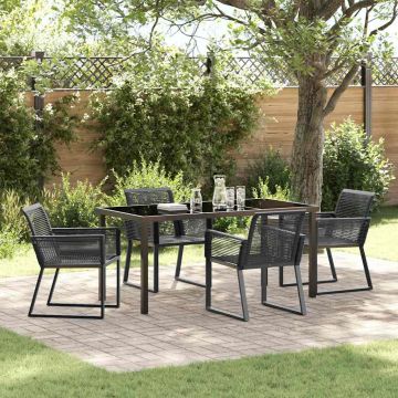 vidaXL Sodo valgomojo komplektas 5 pcs Juoda